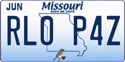 MO license plate RL0P4Z