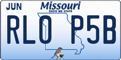 MO license plate RL0P5B