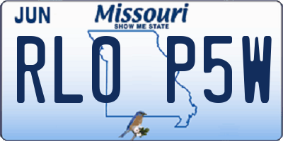 MO license plate RL0P5W