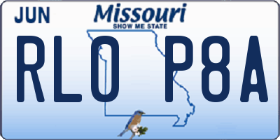 MO license plate RL0P8A