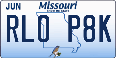 MO license plate RL0P8K