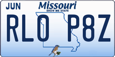 MO license plate RL0P8Z