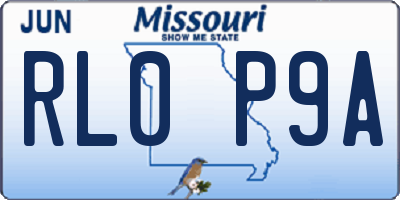 MO license plate RL0P9A