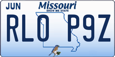 MO license plate RL0P9Z