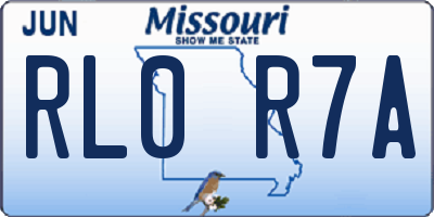 MO license plate RL0R7A