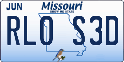 MO license plate RL0S3D