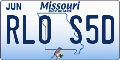MO license plate RL0S5D