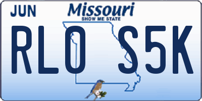 MO license plate RL0S5K