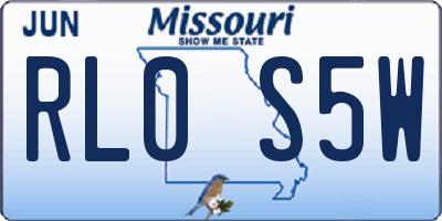 MO license plate RL0S5W