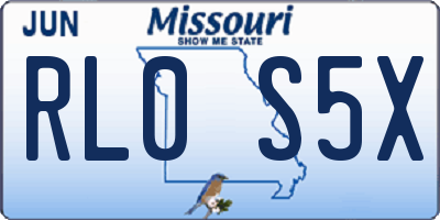 MO license plate RL0S5X