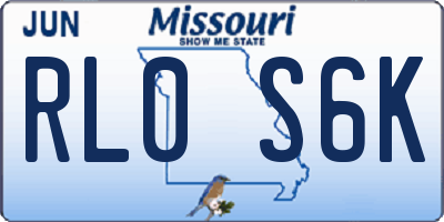 MO license plate RL0S6K