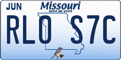 MO license plate RL0S7C