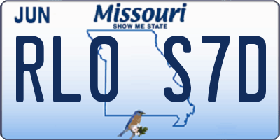 MO license plate RL0S7D