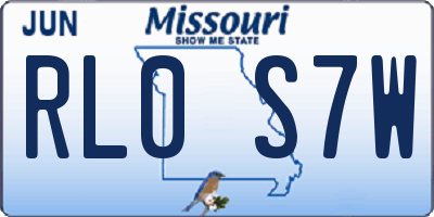 MO license plate RL0S7W
