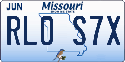 MO license plate RL0S7X