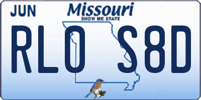 MO license plate RL0S8D