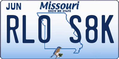 MO license plate RL0S8K