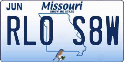 MO license plate RL0S8W