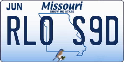 MO license plate RL0S9D