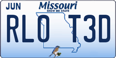 MO license plate RL0T3D