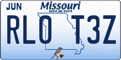 MO license plate RL0T3Z