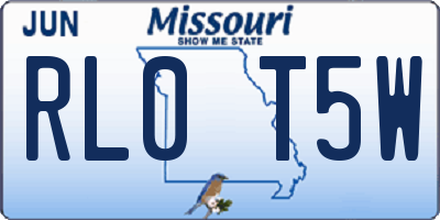 MO license plate RL0T5W