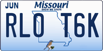 MO license plate RL0T6K