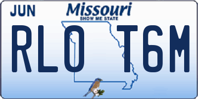 MO license plate RL0T6M
