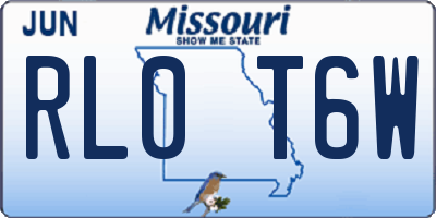 MO license plate RL0T6W