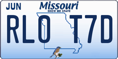 MO license plate RL0T7D