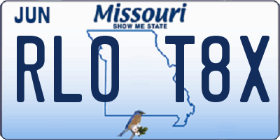 MO license plate RL0T8X