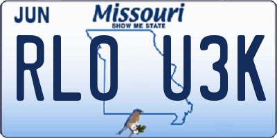 MO license plate RL0U3K