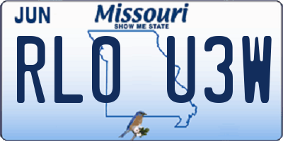 MO license plate RL0U3W