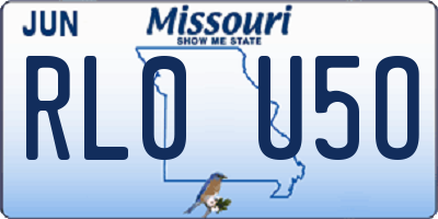 MO license plate RL0U5O