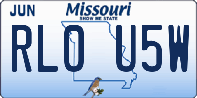 MO license plate RL0U5W