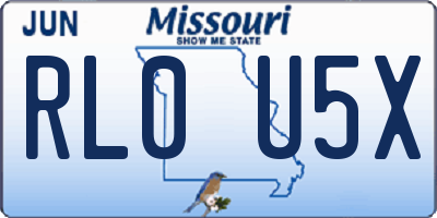MO license plate RL0U5X