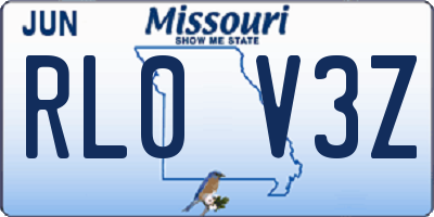 MO license plate RL0V3Z