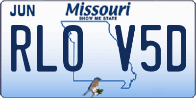 MO license plate RL0V5D