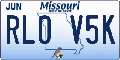 MO license plate RL0V5K