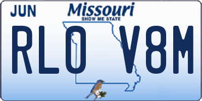 MO license plate RL0V8M