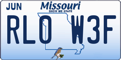 MO license plate RL0W3F
