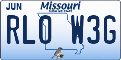 MO license plate RL0W3G