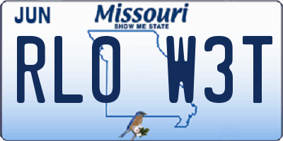 MO license plate RL0W3T