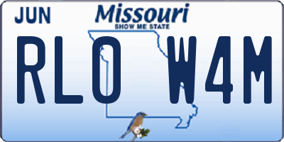 MO license plate RL0W4M