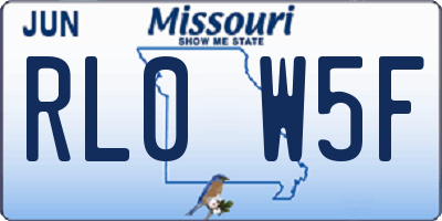 MO license plate RL0W5F