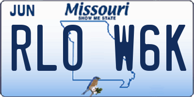 MO license plate RL0W6K