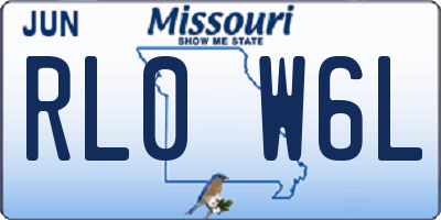 MO license plate RL0W6L