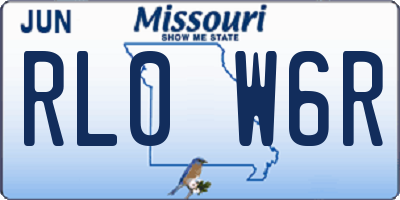 MO license plate RL0W6R