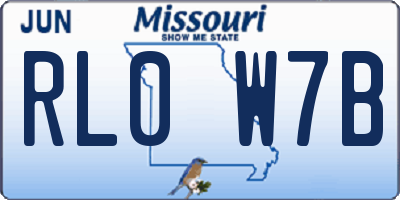 MO license plate RL0W7B