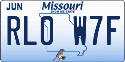 MO license plate RL0W7F